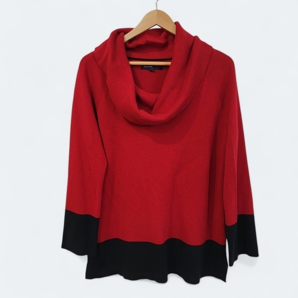 Jones New York Red and Black Cowl Neck Sweater Size L - Picture 1 of 16